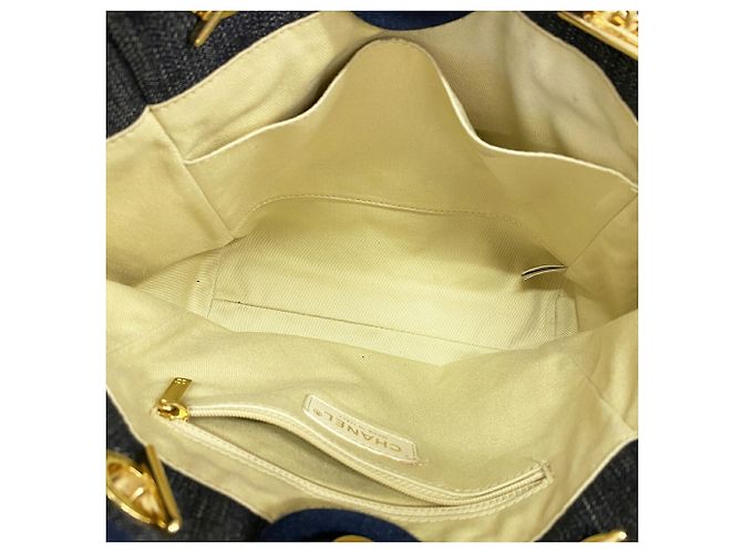 Chanel Deauville Shopper mit Kette Marineblau - Ansicht 4