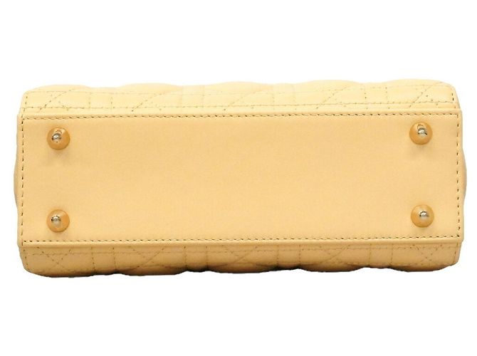 Borsa a mano Christian Dior Cannage Lady in pelle Giallo - vista 3