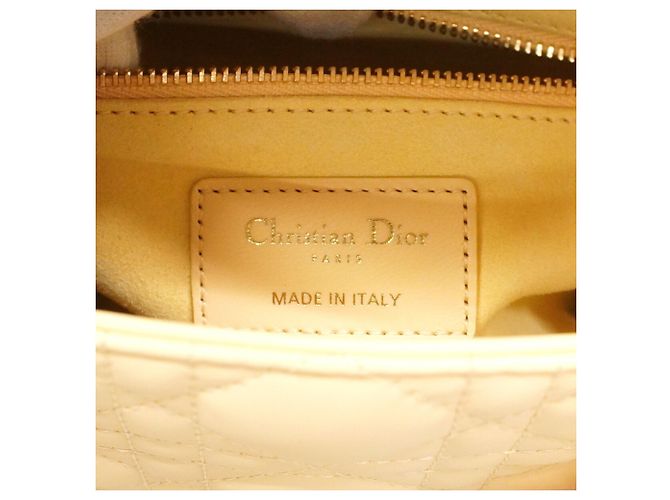 Borsa a mano Christian Dior Cannage Lady in pelle Giallo - vista 5