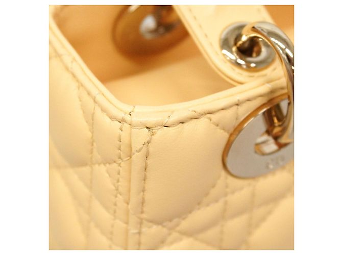 Borsa a mano Christian Dior Cannage Lady in pelle Giallo - vista 6