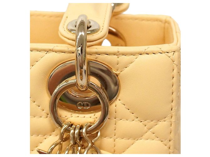 Borsa a mano Christian Dior Cannage Lady in pelle Giallo - vista 9