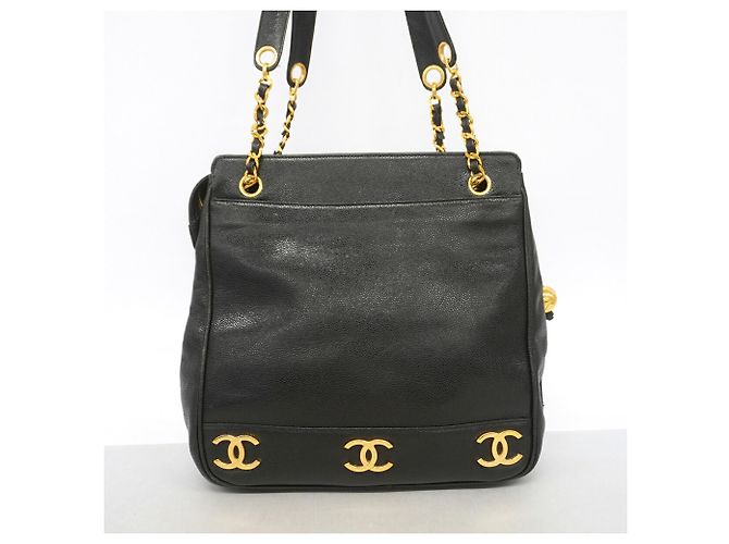Chanel Triple Coco Chain Tote Bag Schwarz - Ansicht 14