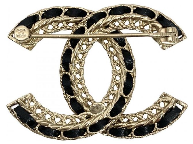 Broche de cadena Chanel Coco Mark Negro - vista 2