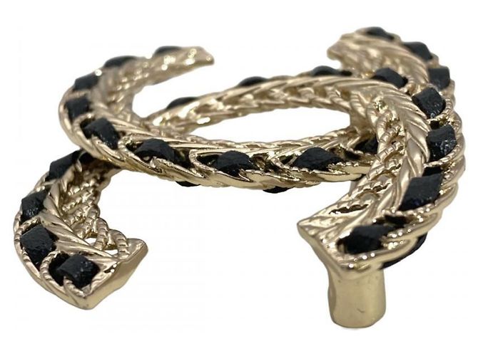Broche de cadena Chanel Coco Mark Negro - vista 3