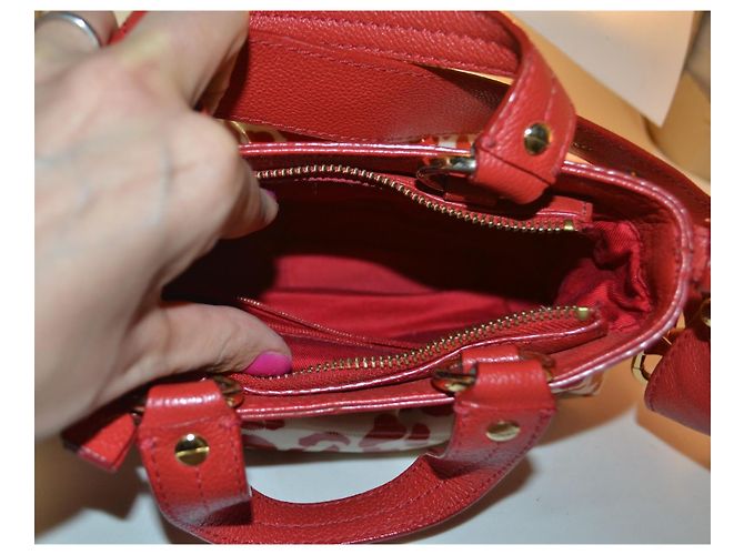 Borsa a mano Moschino Jeans stampa leopardata Bianco Rosso - vista 8