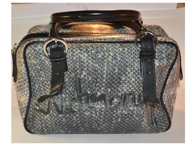 John Richmond Borsa a mano Richmond in ecopelle Nero Bianco Grigio - vista 2
