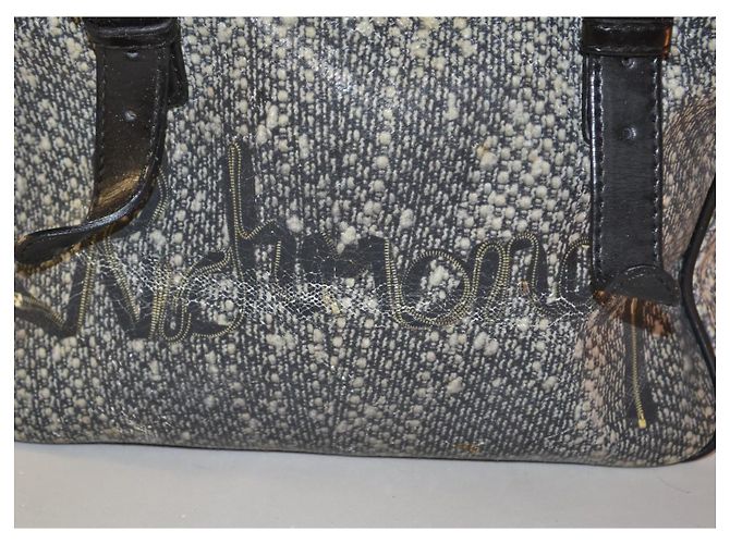 John Richmond Borsa a mano Richmond in ecopelle Nero Bianco Grigio - vista 3