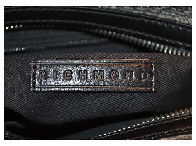 John Richmond Borsa a mano Richmond in ecopelle Nero Bianco Grigio - vista 8