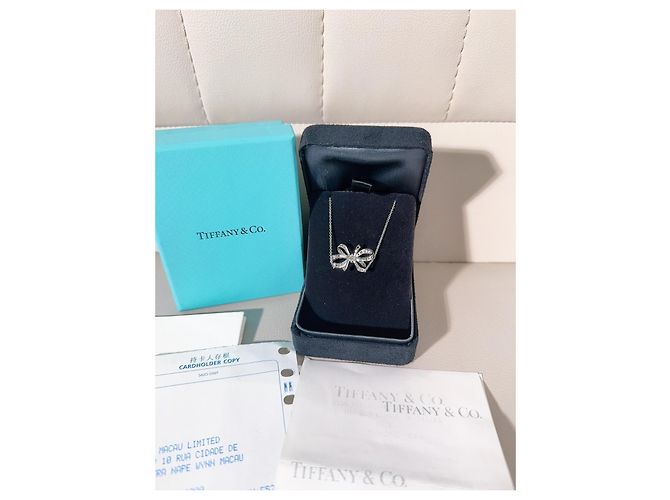 Collana Tiffany & Co. Ribbon Bow in Platino e Diamanti Argento - vista 2