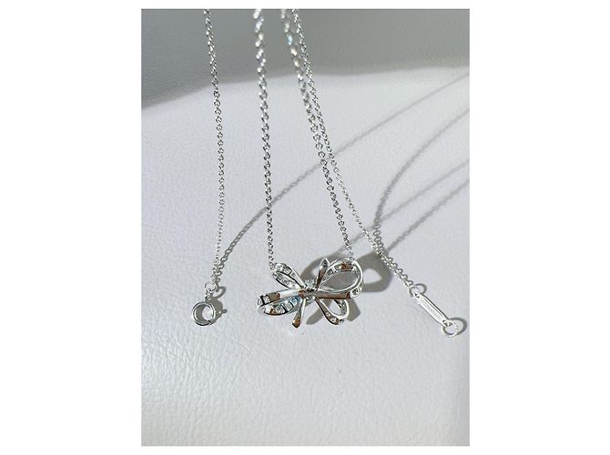 Collana Tiffany & Co. Ribbon Bow in Platino e Diamanti Argento - vista 5