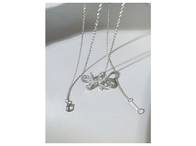 Collana Tiffany & Co. Ribbon Bow in Platino e Diamanti Argento - vista 6