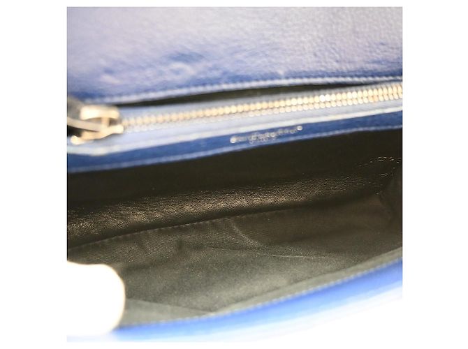 Autre Marque Saint Laurent Classic Monogram College Matelasse Chevron Leather Mini Blu - vista 3