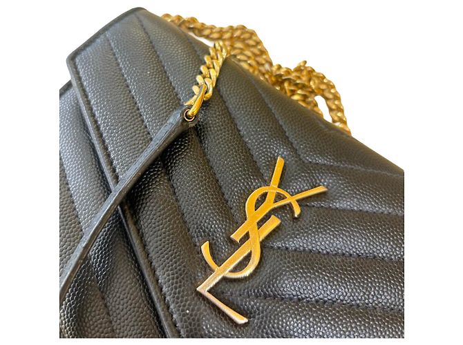 Autre Marque Saint Laurent Cassandre envelope Leather 22 Preto - vista 2