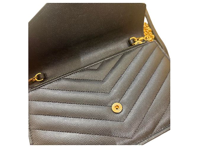Autre Marque Saint Laurent Cassandre envelope Leather 22 Preto - vista 4