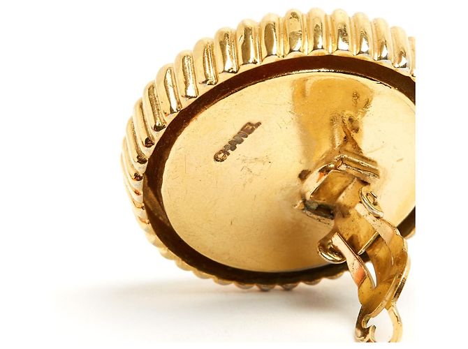Chanel Vintage Clip-Ohrringe Gold-Optik Perle 80er Jahre - Ansicht 3