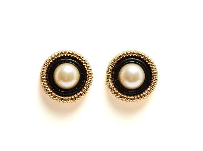 Chanel Vintage Clip-Ohrringe Gold-Optik Perle 80er Jahre - Ansicht 4