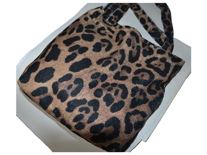 Borsa Tote Dolce & Gabbana Stampa Leopardata in Cotone Marrone Stampa leopardo - vista 5