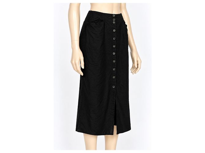 Falda midi Kenzo Paris de mezcla de lino negra Negro - vista 2