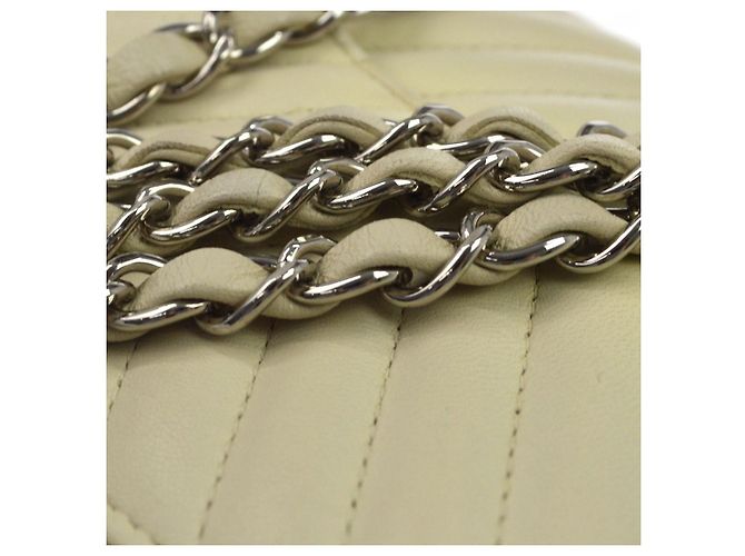 Chanel Classic Single Flap Chevron Lambskin Mini Beige - vista 6