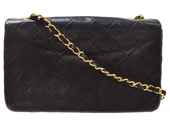 Chanel Vintage Mini Full Flap aus gestepptem Lammleder Schwarz - Ansicht 2