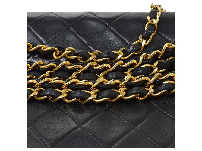 Chanel Vintage Mini Full Flap aus gestepptem Lammleder Schwarz - Ansicht 6