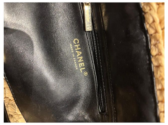 Chanel Flap Bag aus Weide Schwarz Beige - Ansicht 3