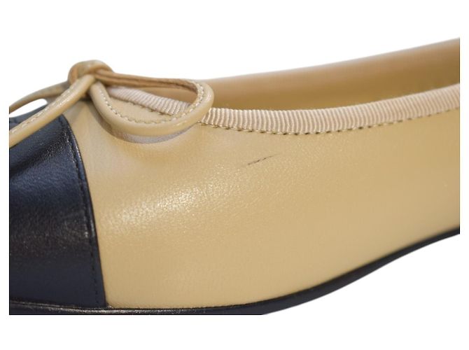 Chanel Bailarinas Clásicas Dos Tonos Beige/Negro - vista 16