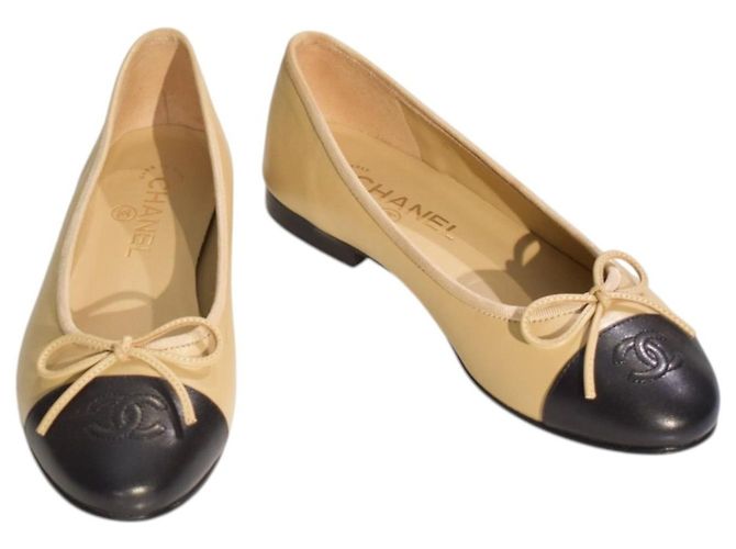 Chanel Bailarinas Clásicas Dos Tonos Beige/Negro - vista 6