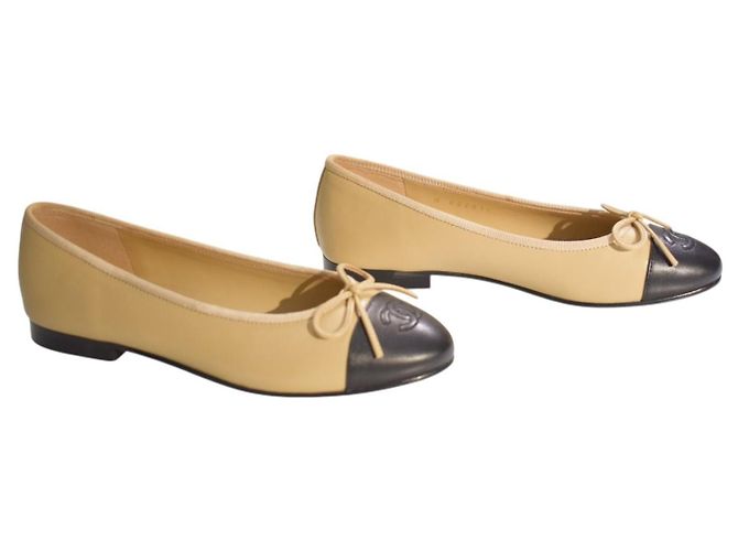 Chanel Bailarinas Clásicas Dos Tonos Beige/Negro - vista 7