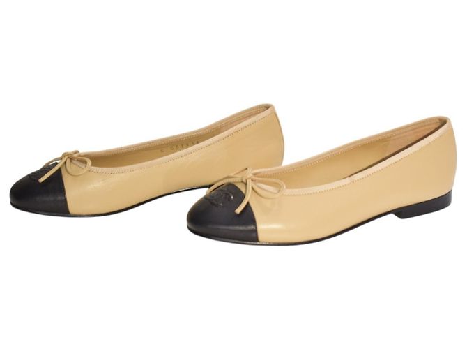 Chanel Bailarinas Clásicas Dos Tonos Beige/Negro - vista 8