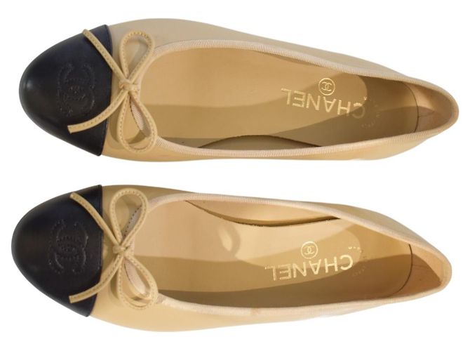 Chanel Bailarinas Clásicas Dos Tonos Beige/Negro - vista 9