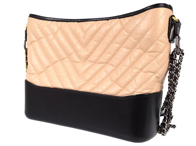 Chanel So Black Gabrielle Hobo Quilted Aged Calfskin Medium Beige - vista 2
