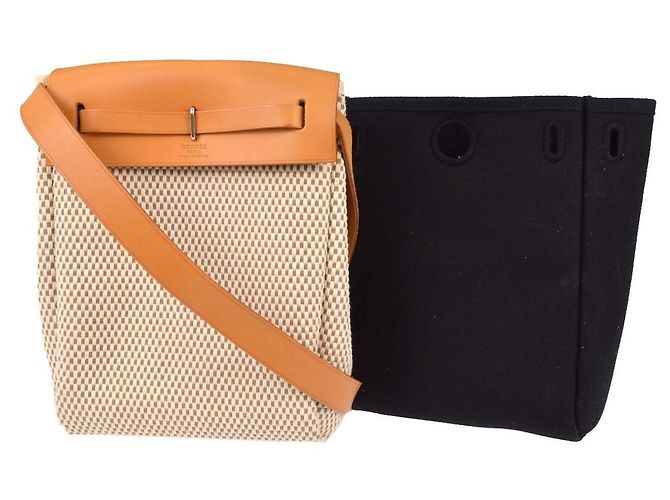 Hermès Hermes Herbag Toile and Leather TPM Beige - vista 2