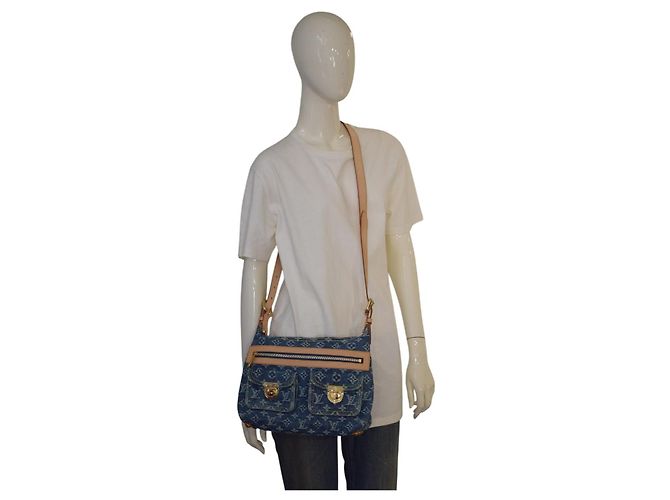 Louis Vuitton Borsa Baggy PM Denim Monogram Blu Monogramma - vista 17