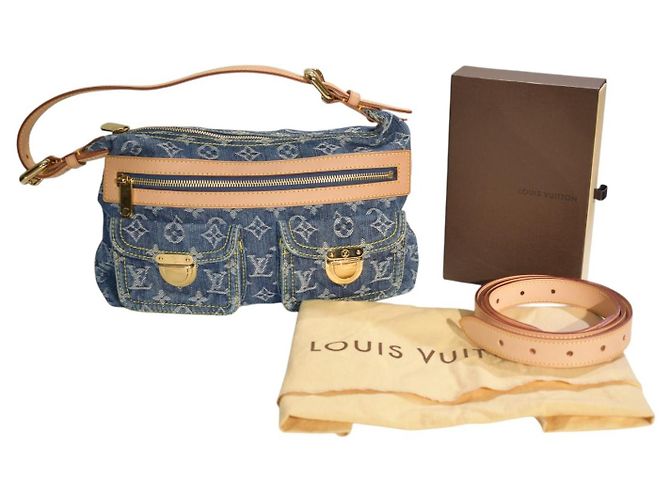 Louis Vuitton Borsa Baggy PM Denim Monogram Blu Monogramma - vista 2