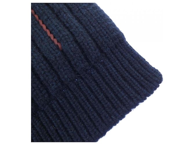 Hermès Écharpe Hermes H Torsade Cuir Bleu Marine - vue 2