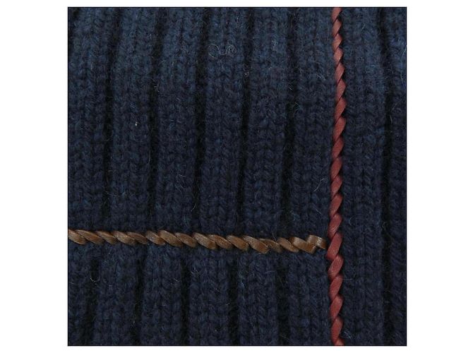 Hermès Écharpe Hermes H Torsade Cuir Bleu Marine - vue 4