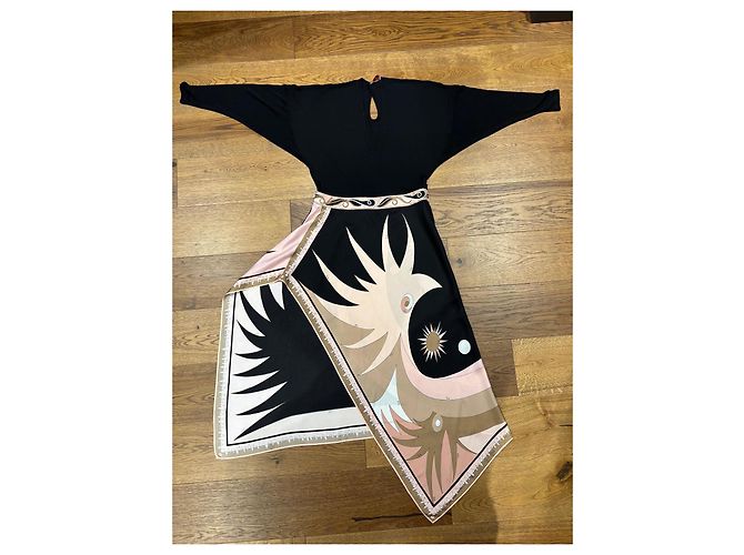 Vestido Asimétrico Emilio Pucci de Seda y Viscosa con Estampado Castaño Negro Rosa - vista 10