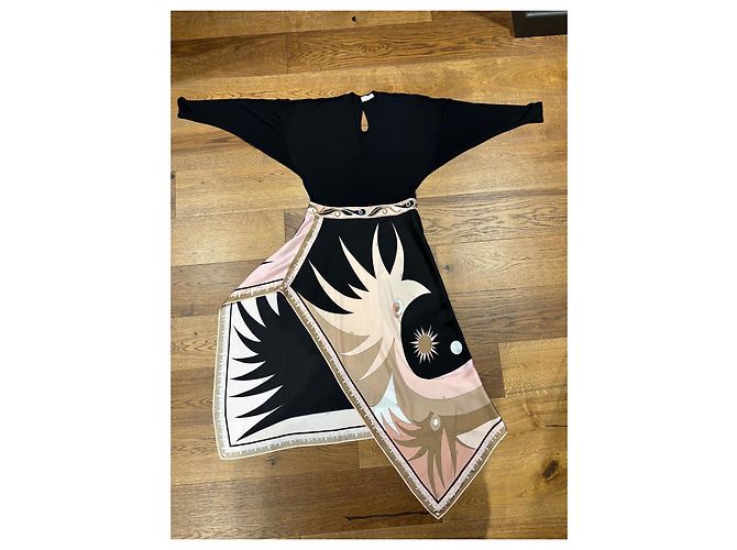 Vestido Asimétrico Emilio Pucci de Seda y Viscosa con Estampado Castaño Negro Rosa - vista 6