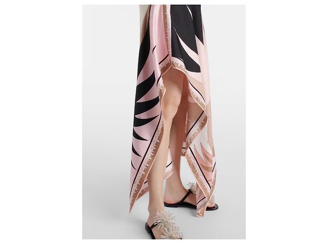 Vestido Asimétrico Emilio Pucci de Seda y Viscosa con Estampado Castaño Negro Rosa - vista 7