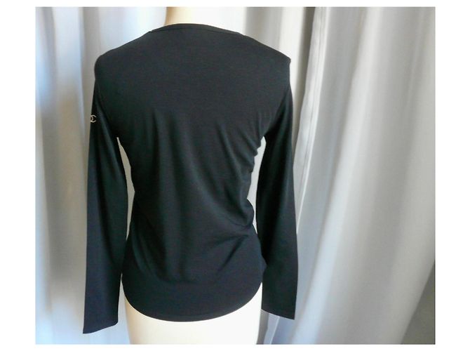 Chanel Langarm-T-Shirt schwarz mit Logo - Ansicht 6