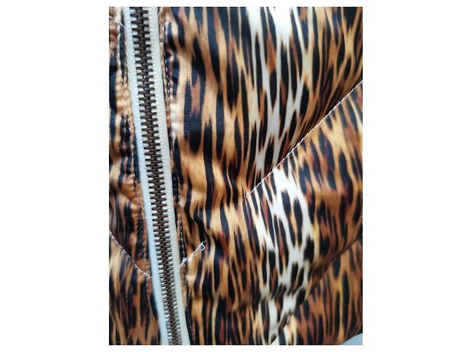 Autre Marque Chaqueta de Plumón Angelo Marani Estampado Leopardo con Piel de Zorro Castaño Blanco Estampado de leopardo - vista 5