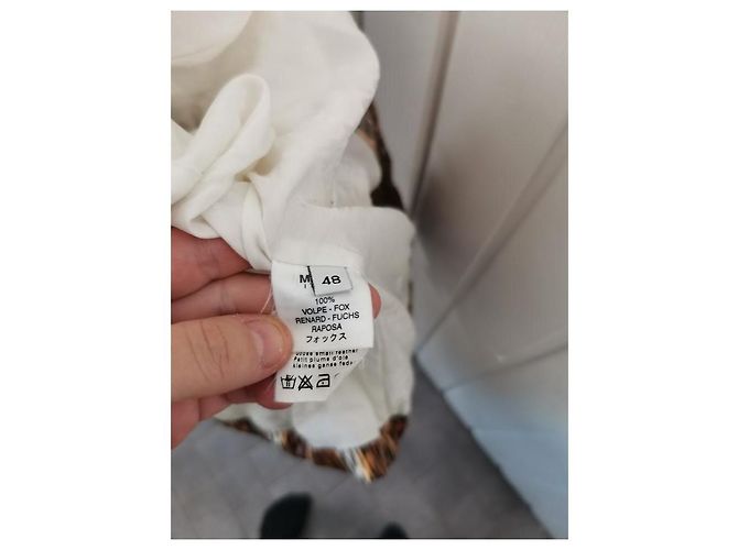 Autre Marque Chaqueta de Plumón Angelo Marani Estampado Leopardo con Piel de Zorro Castaño Blanco Estampado de leopardo - vista 6