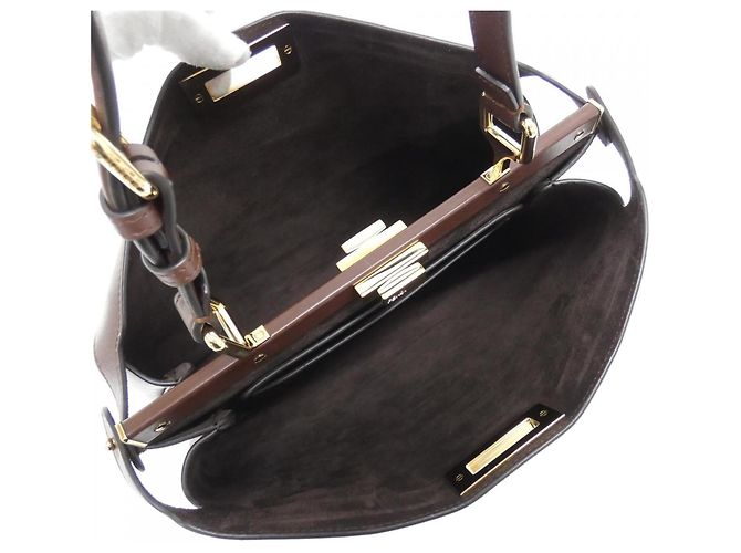 Borsa Fendi Peekaboo Soft Large Marrone scuro - vista 6