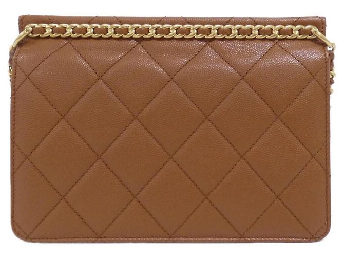 Borsa a tracolla Chanel AS4169 in pelle di vitello martellata marrone - vista 2