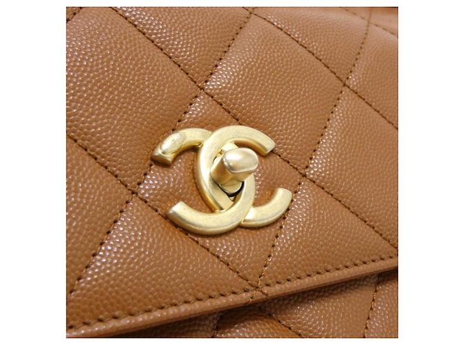 Borsa a tracolla Chanel AS4169 in pelle di vitello martellata marrone - vista 4