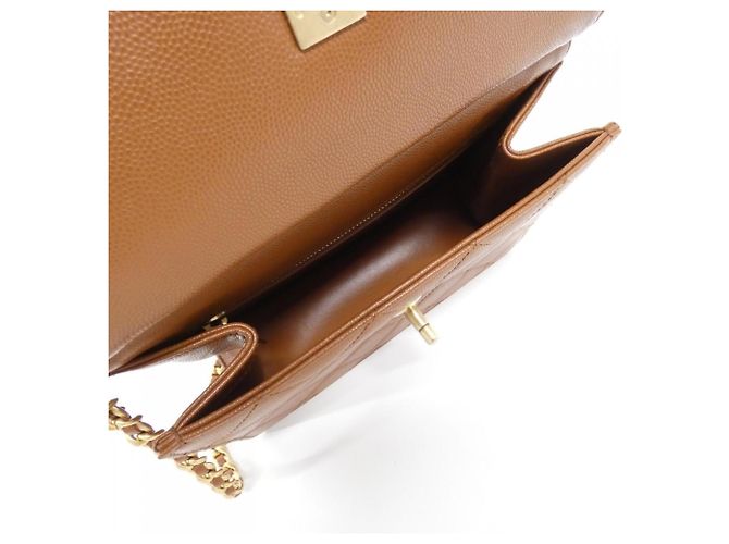 Borsa a tracolla Chanel AS4169 in pelle di vitello martellata marrone - vista 7