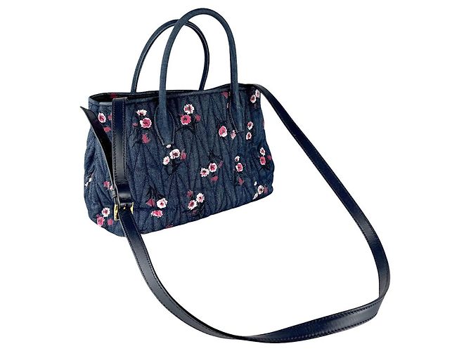 Borsa a mano/Borsa a tracolla Miu Miu in denim Rosa Blu navy - vista 11