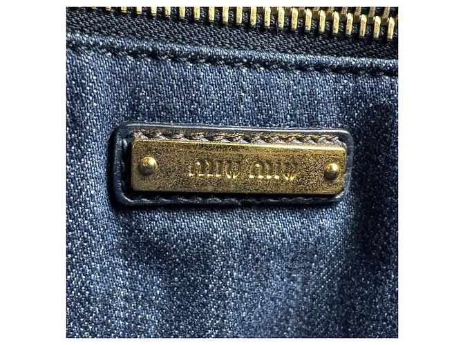 Borsa a mano/Borsa a tracolla Miu Miu in denim Rosa Blu navy - vista 13