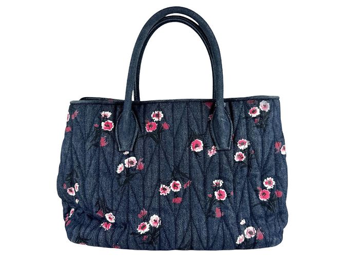 Borsa a mano/Borsa a tracolla Miu Miu in denim Rosa Blu navy - vista 3